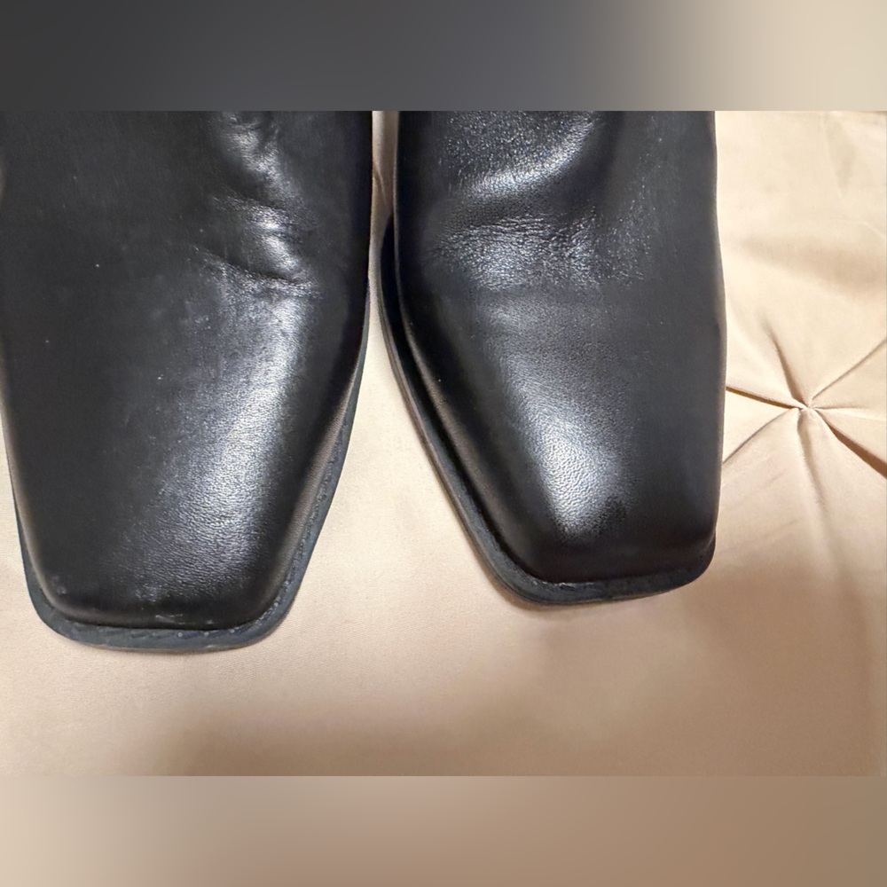 Vince Camuto Black Heeled Boots with Buckle - Picture 3 of 9
